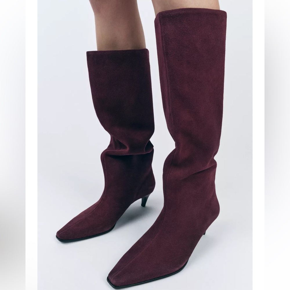 Zara Deep Burgundy Heeled Boots